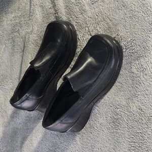 Aldo Black Chunky Platform Heel Loafers Sz 38
